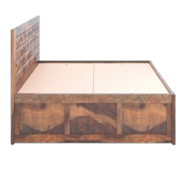 King Size Bed Sheesham Wood with Carved Panel Headboard & Storage (Diamond King Box)