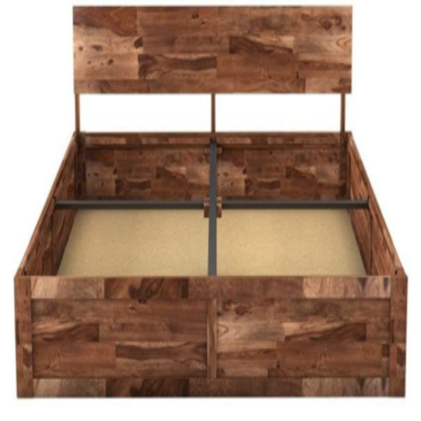 King Size Bed Sheesham Wood with Modern Headboard & Storage (Finger Joint King Box PT)