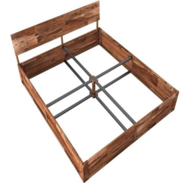 King Size Bed Sheesham Wood with Modern Headboard & Storage (Finger Joint King Box PT)