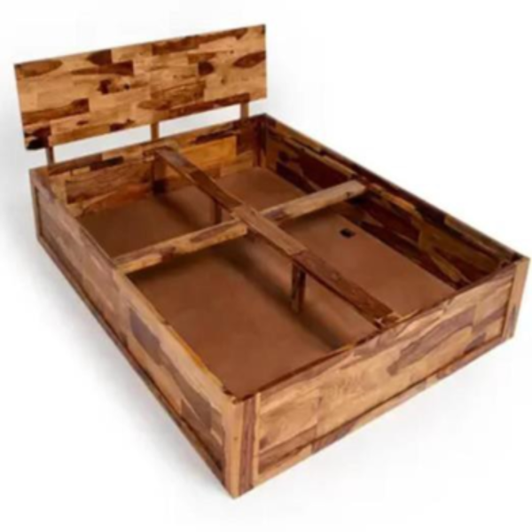 King Size Bed Sheesham Wood with Storage – Patchwork Headboard