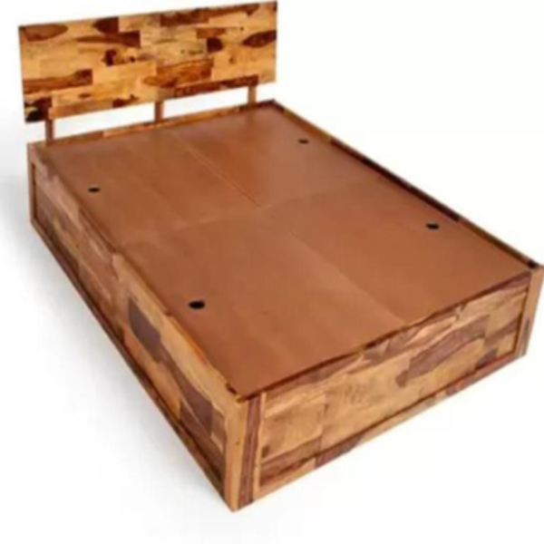 King Size Bed Sheesham Wood with Storage – Patchwork Headboard