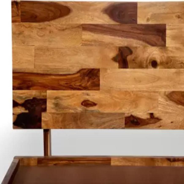 King Size Bed Sheesham Wood with Storage – Patchwork Headboard