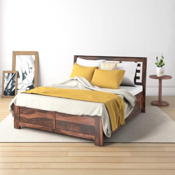 King Size Bed Sheesham Wood with Storage (Patti King Box)