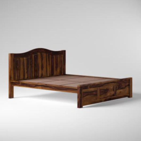 King Size Bed Sheesham Wood – Elegant Arched Headboard (Maraf King Without Box)