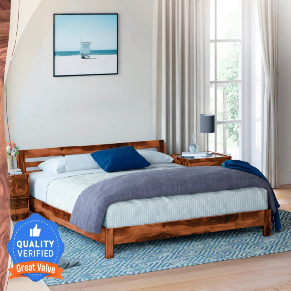 King Size Bed Sheesham Wood – Modern & Durable (King Low Height)