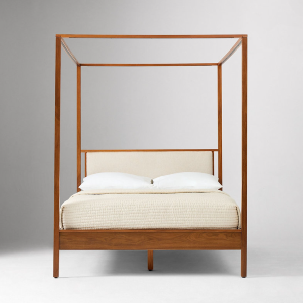 King Size Bed Elegant Wooden Canopy Bed – Modern & Minimalist Design
