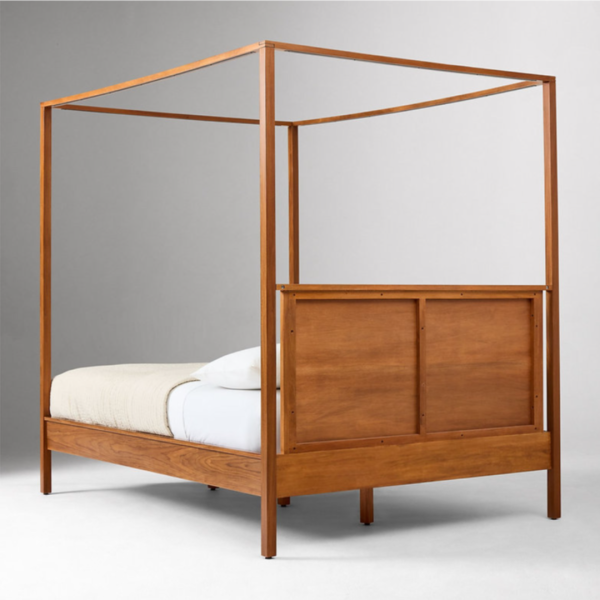 King Size Bed Elegant Wooden Canopy Bed – Modern & Minimalist Design