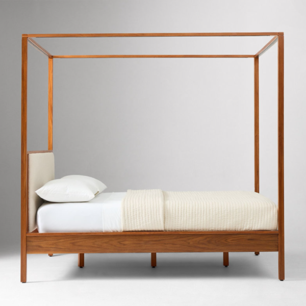 King Size Bed Elegant Wooden Canopy Bed – Modern & Minimalist Design