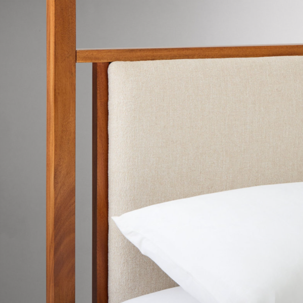 King Size Bed Elegant Wooden Canopy Bed – Modern & Minimalist Design