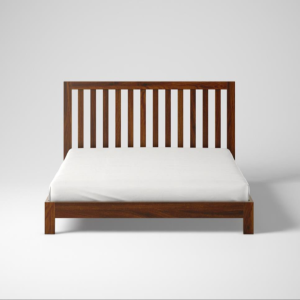 Queen Size Bed Sheesham Wood with Slatted Headboard (Acacia Wood Queen Bed)