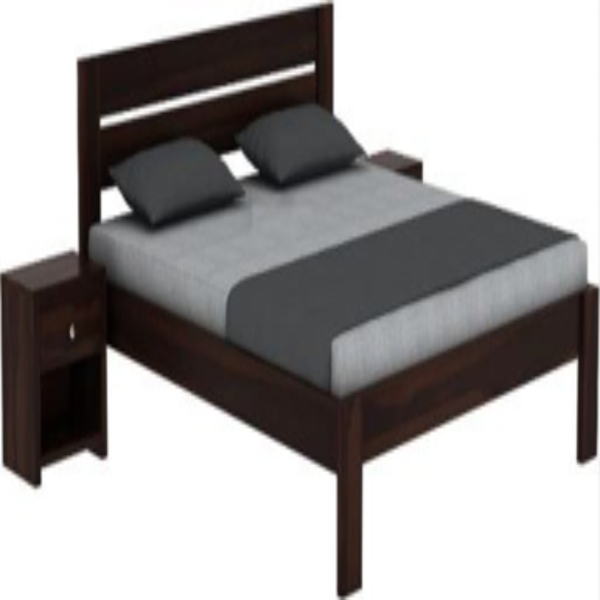 Queen Size Bed Sheesham Wood with Open Slat Headboard – Walnut Finish