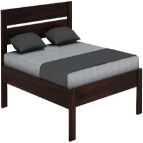 Queen Size Bed Sheesham Wood with Open Slat Headboard – Walnut Finish