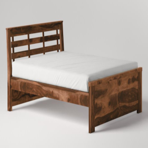 Queen Size Bed Sheesham Wood with Slatted Headboard (Patti Queen Without Box)