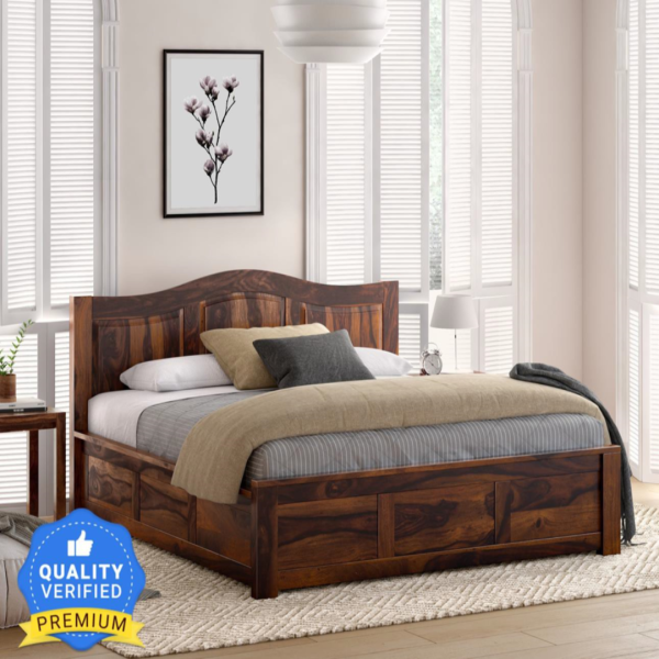 Queen Size Bed Classic Arch Panel  – Solid Sheesham Wood (Maraf Queen)