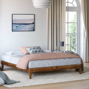 Queen size Bed Royal Sheesham – Classic Elegance with Turned Legs (Kharad Queen)