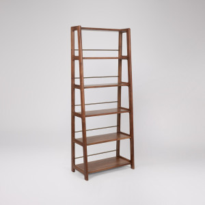 Bookshelf Modern Wooden with Brass Accents