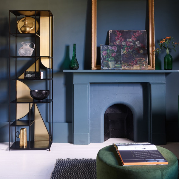 Bookshelf Modern Geometric Metal with Brass Accents