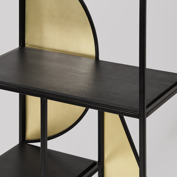 Bookshelf Modern Geometric Metal with Brass Accents