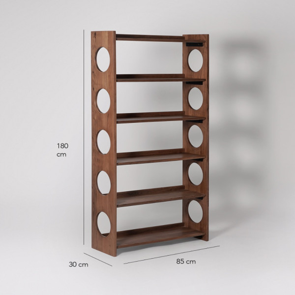 Bookshelf Modern Wooden with Circular Cutout Design