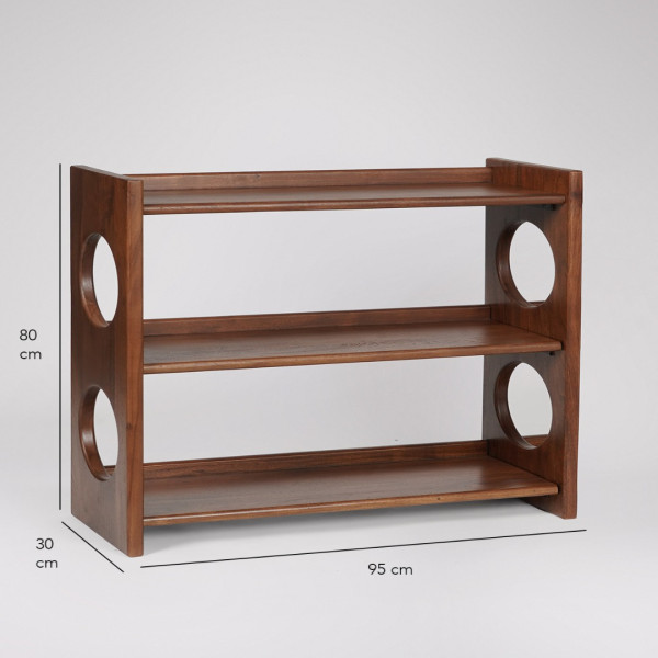 Bookshelf Modern Low with Circular Cutout Design