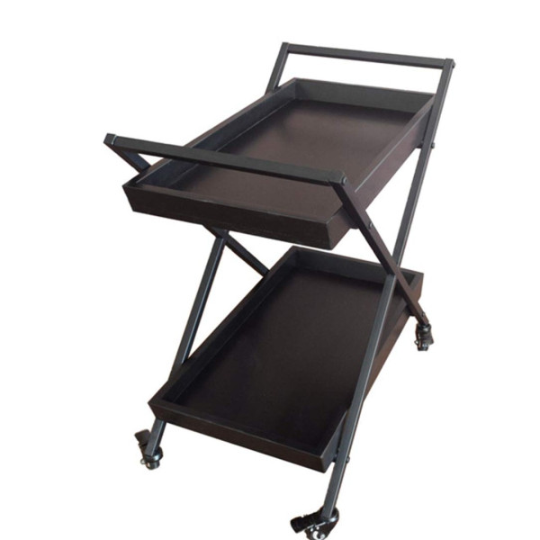 Bar Cart Serving Modern X-Frame 2-Tier Rolling Trolley