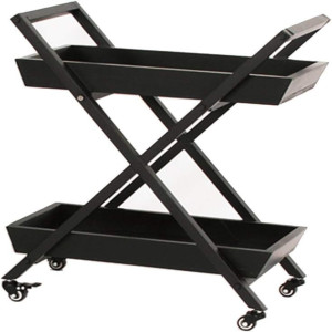 Bar Cart Serving Modern X-Frame 2-Tier Rolling Trolley