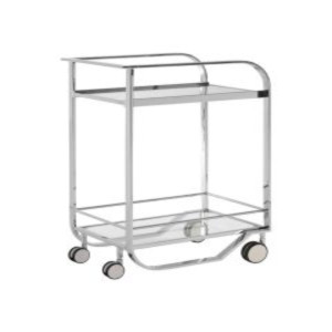 Bar Cart Serving Sleek Chrome and Glass 2-Tier Rolling