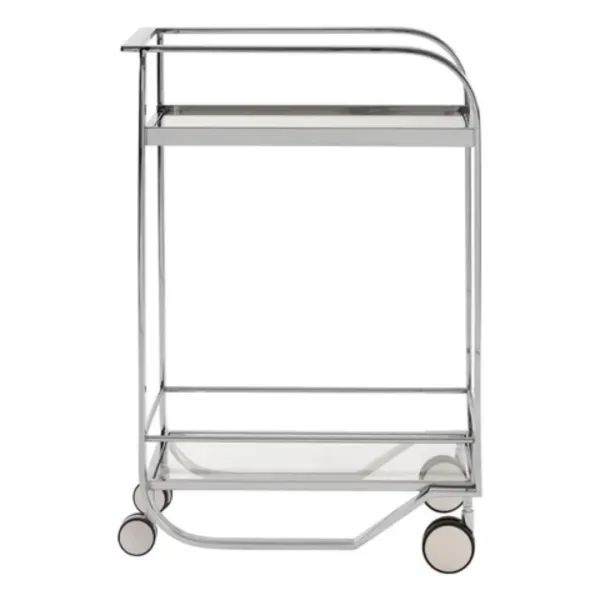 Bar Cart Serving Sleek Chrome and Glass 2-Tier Rolling
