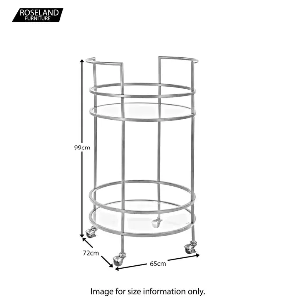 Bar Cart Serving Round Brass Finish 2-Tier Glass