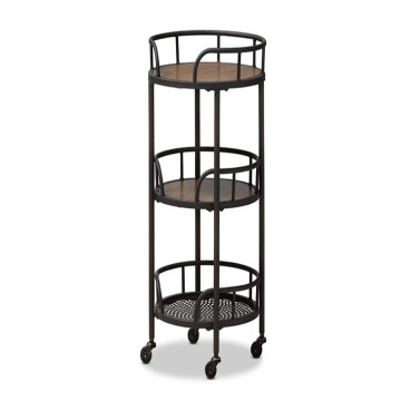 Bar Cart Serving Baxton Studio Bristol Rustic Industrial Style Metal and Wood Mobile