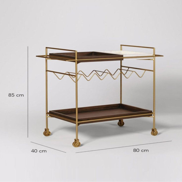 Bar Cart Serving Drinks Trolley - Brass Finish