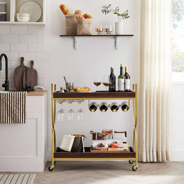 Bar Cart Serving Drinks Trolley - Brass Finish