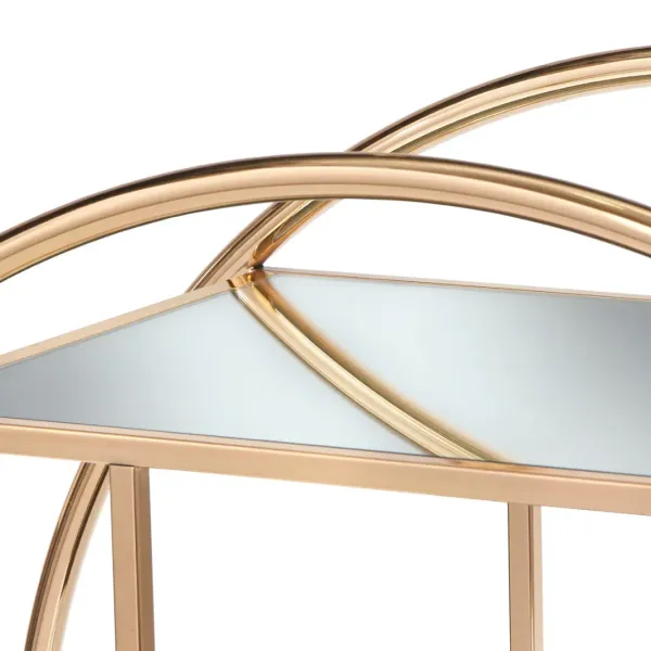 Bar Cart Serving Round 3-Tier Gold Finish with Mirrored Shelves