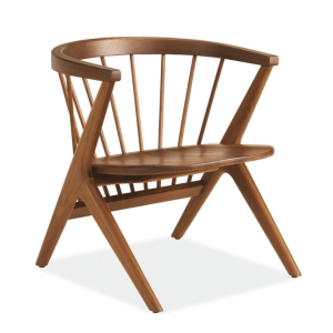 Lounge Chair With the Wooden Frame and Spindle Back