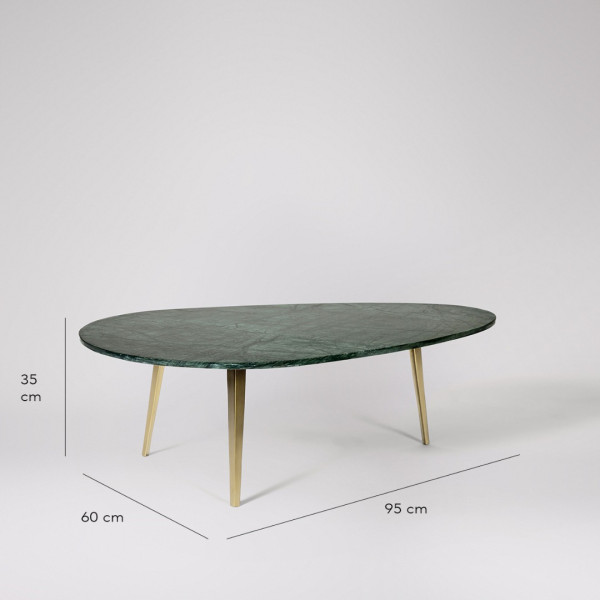 Coffee Table Green Marble & Brass
