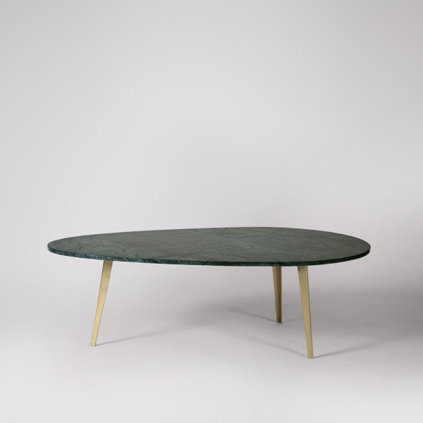 Coffee Table Green Marble & Brass