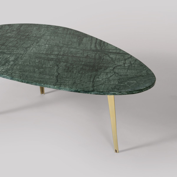 Coffee Table Green Marble & Brass