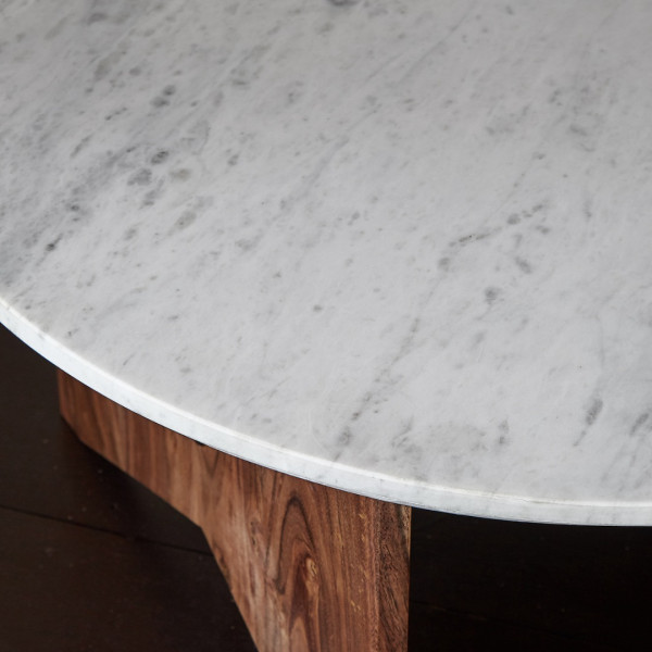Coffee Table Unique Marble & Wood Design