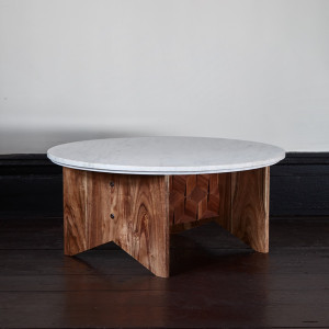 Coffee Table Unique Marble & Wood Design