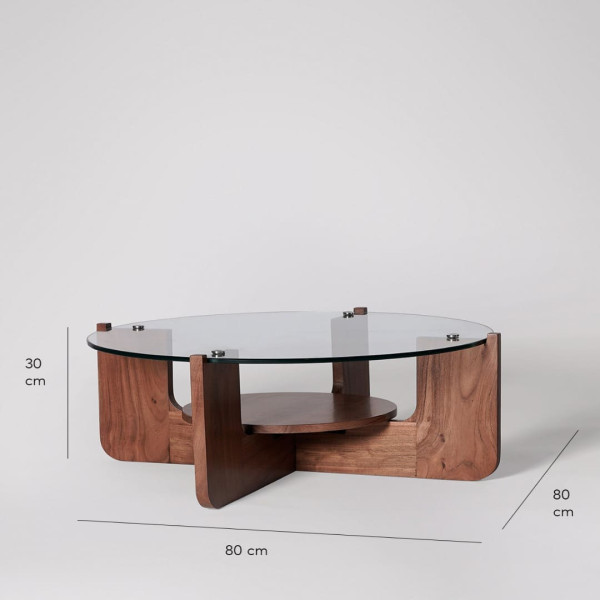 Coffee Table Glass Top with Shelf