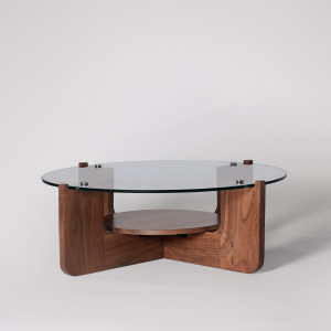Coffee Table Glass Top with Shelf