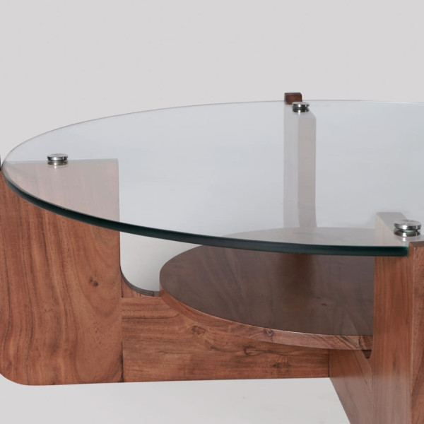 Coffee Table Glass Top with Shelf