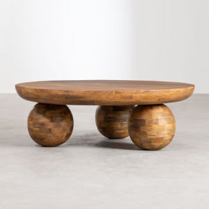 Coffee Table Mango Wood Round Natural Design
