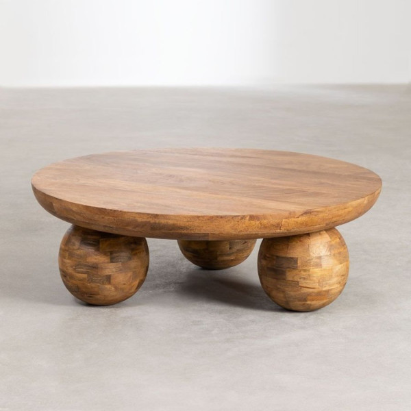 Coffee Table Mango Wood Round Natural Design