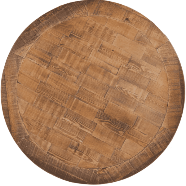Coffee Table Industrial Round Wood and Metal with Shelf