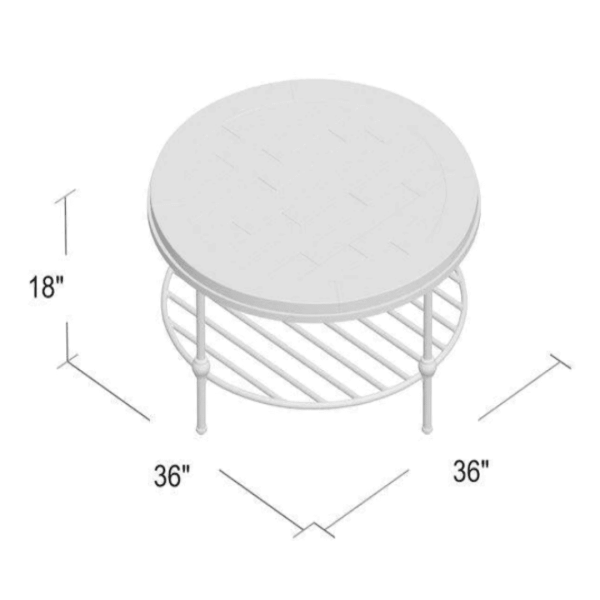 Coffee Table Industrial Round Wood and Metal with Shelf