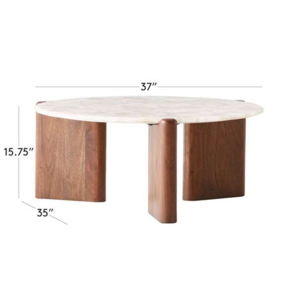 Coffee Table Round Quartz and Wood