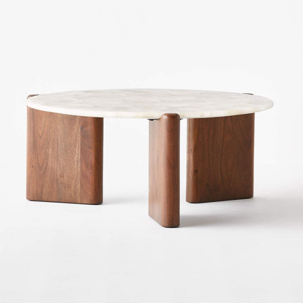 Coffee Table Round Quartz and Wood