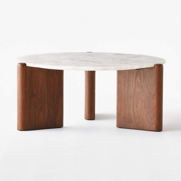 Coffee Table Round Quartz and Wood