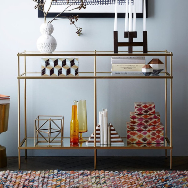 Console Table Gold Frame Glass